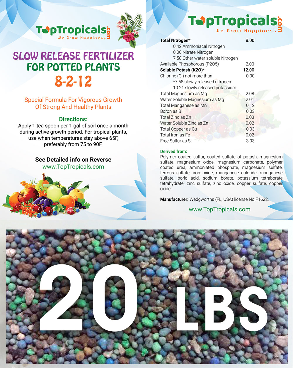 TopTropicals Smart Release Fertilizer, 20 lbs