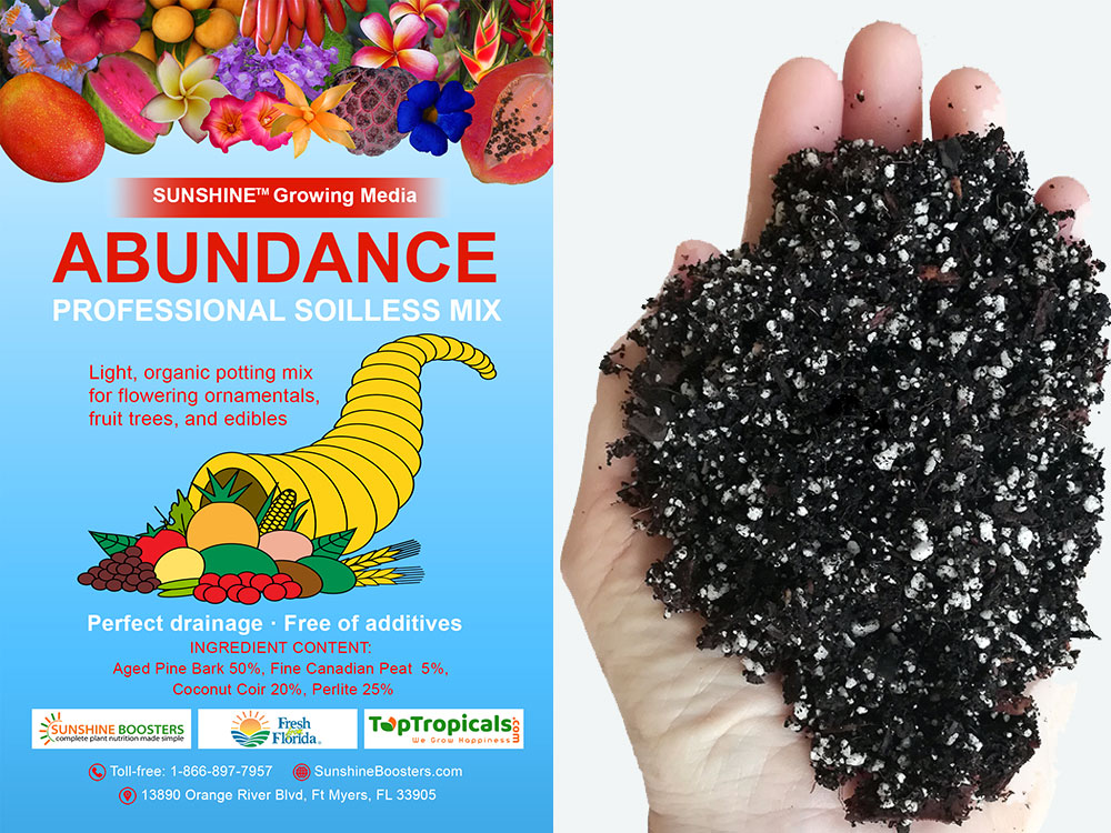 Abundance - TopTropicals professional soilless potting mix, 7 gal bag
