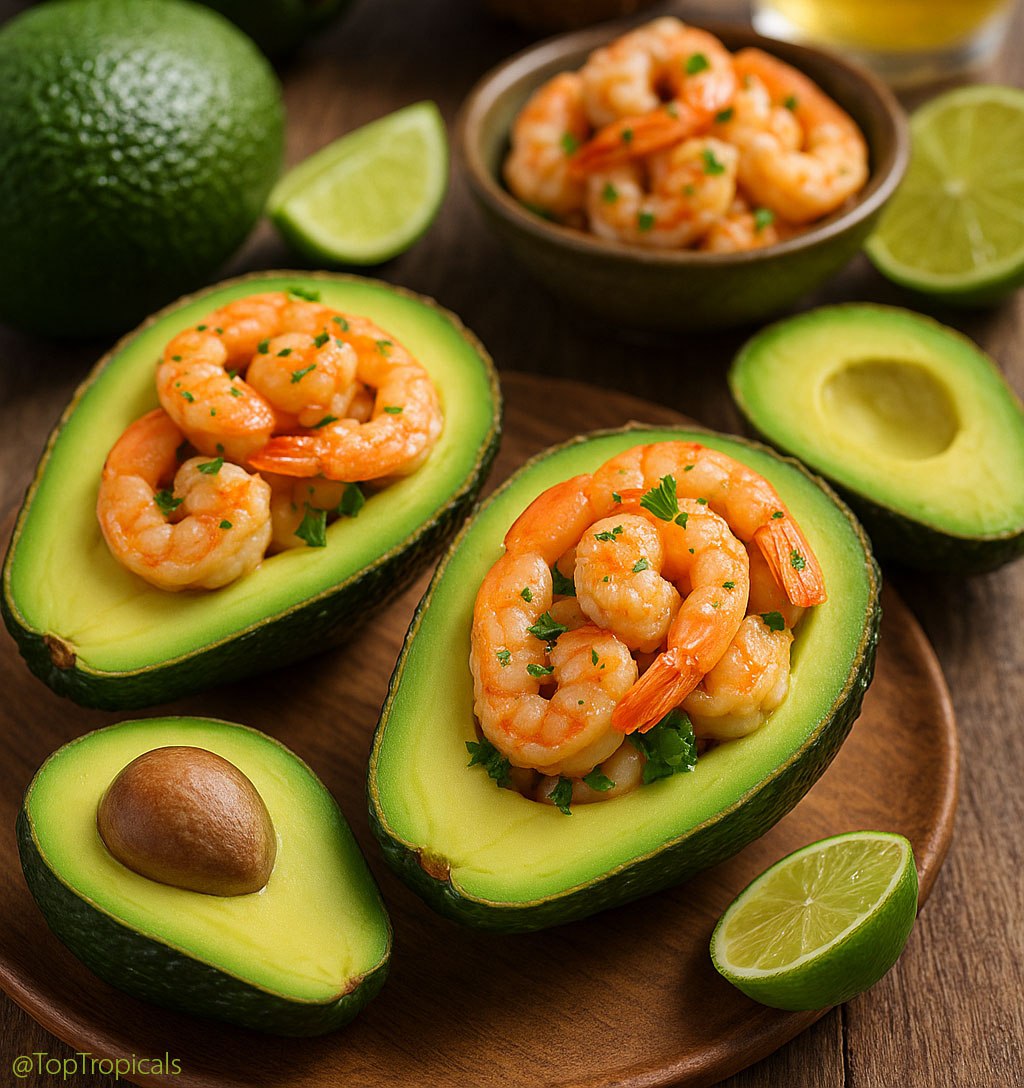 Avocado shrimp boats: quick n fun exotic recipes 