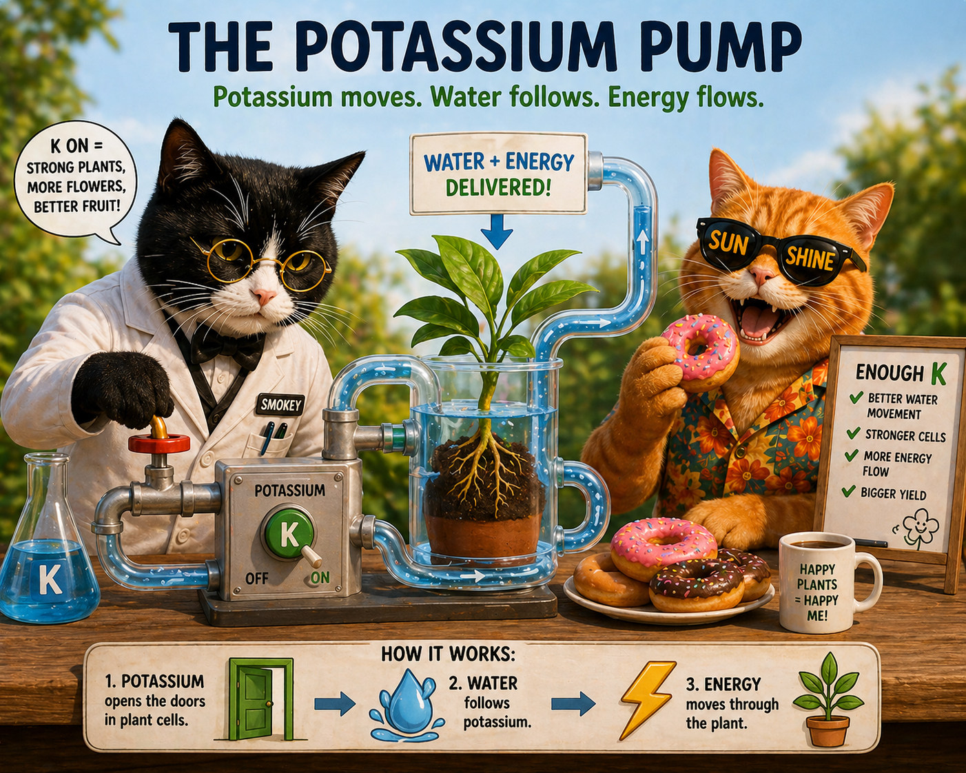 Smokey and Sunshine explaining the potassium pump in plants