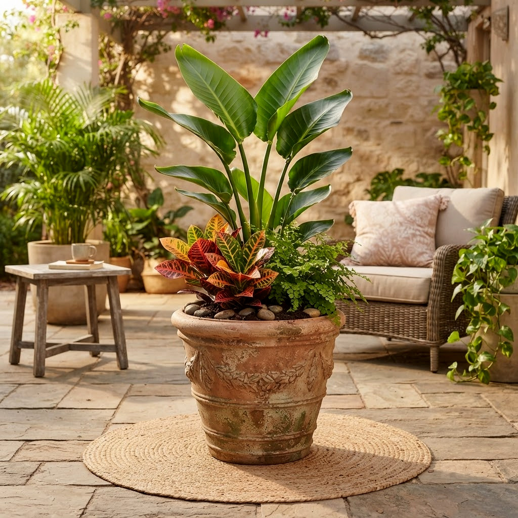 Patio container plants fed with Green Magic