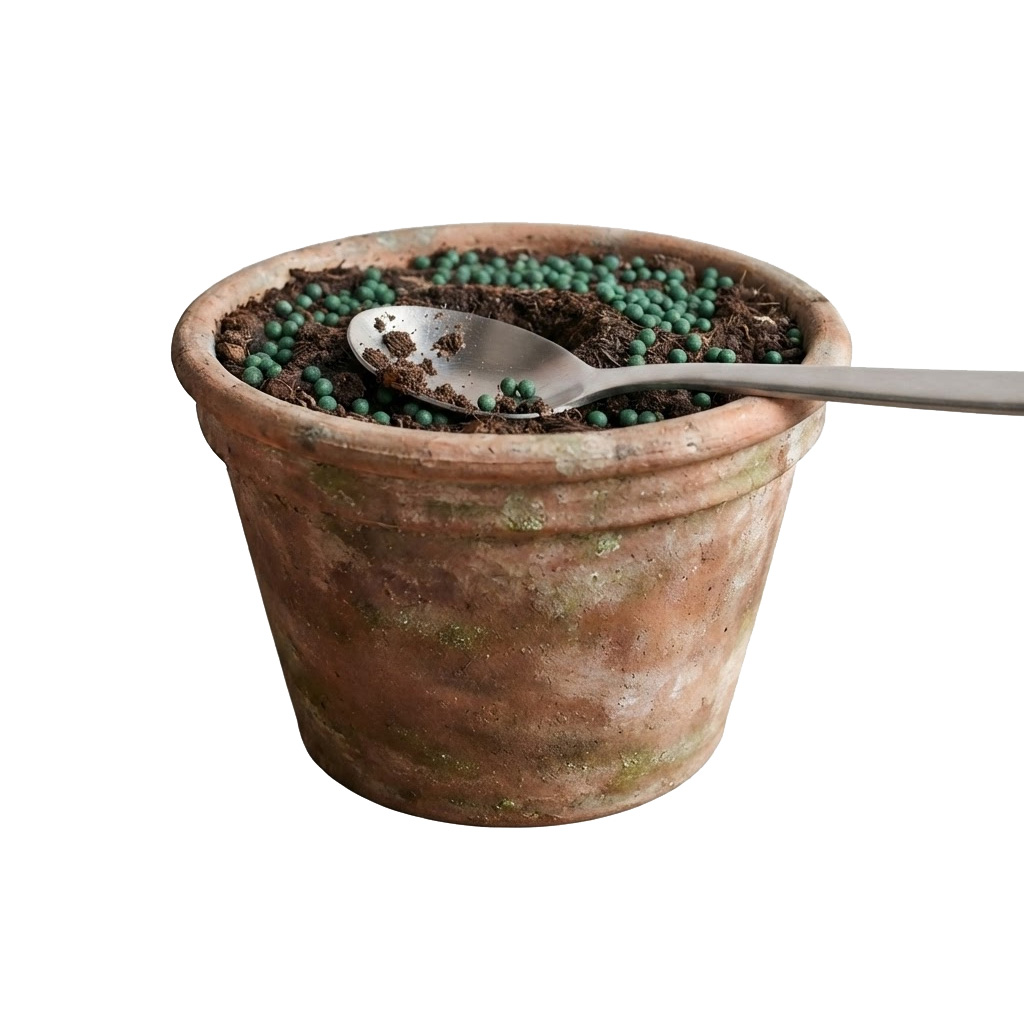 Mixing Green Magic into the potting soil