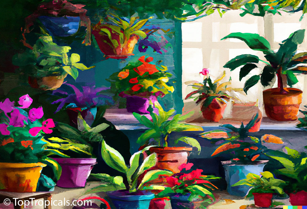Indoor plant collection, painting