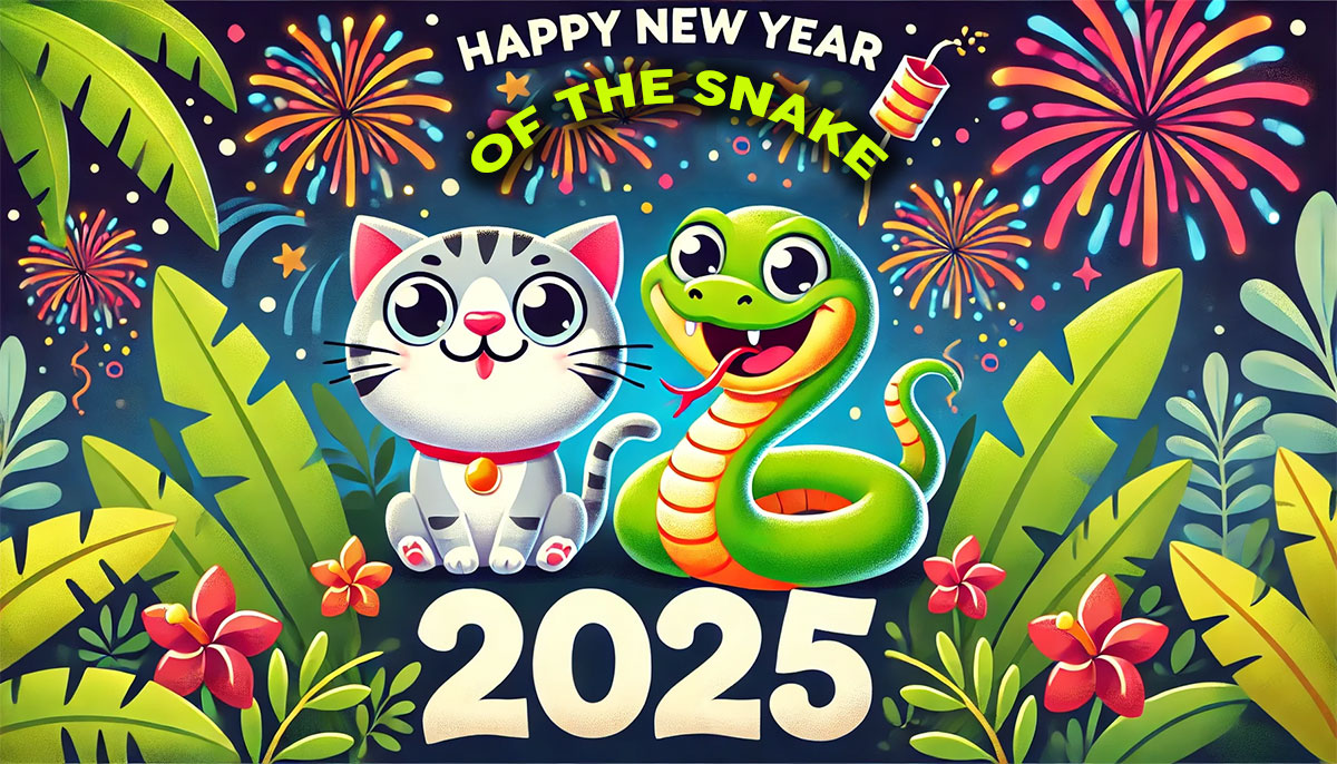 Happy New Year 2025 of  Green Wood Snake