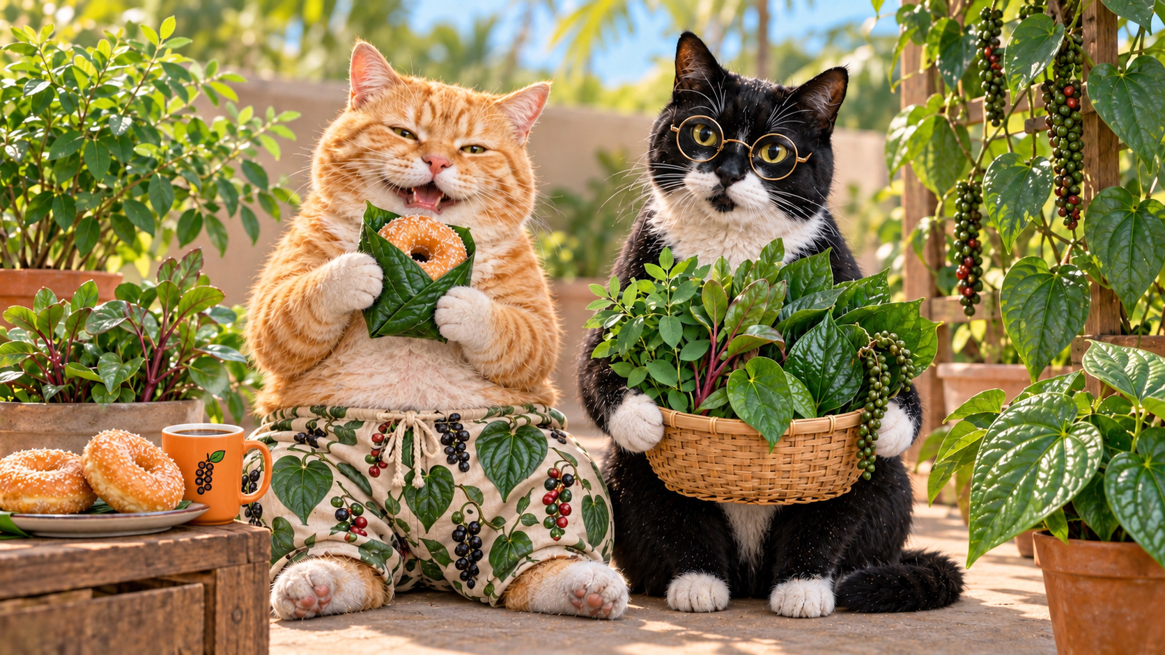 Sunshine and Smokey prepare a Florida tropical garden for fall planting
beside a young mango tree.